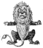 Лев, сидящий впрям с поднятыми передними лапами